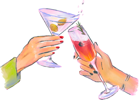 Martini Rosemary Blueberry Vodka Toast Textured Detailed Vibrant Trendy Cheering Glass Drinks Alcohol Friends Couple Group